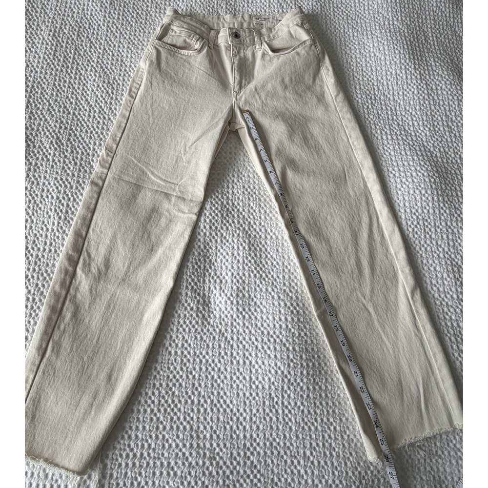 Rag & Bone Dylan Baggy Jeans Women 24 Ecru Denim Raw Hem High Rise Straight Leg